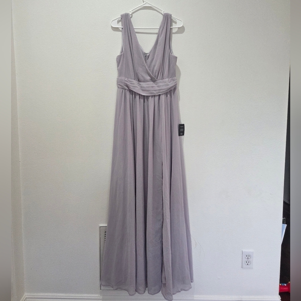 Lulus Thoughts of Hue Light Grey Surplice Chiffon Maxi Dress Size Large